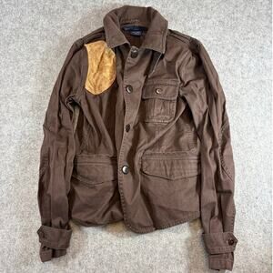 Ralph Lauren Sport Jacket Women Brown Calf Suede Utility Workwear Hunting Size 4
